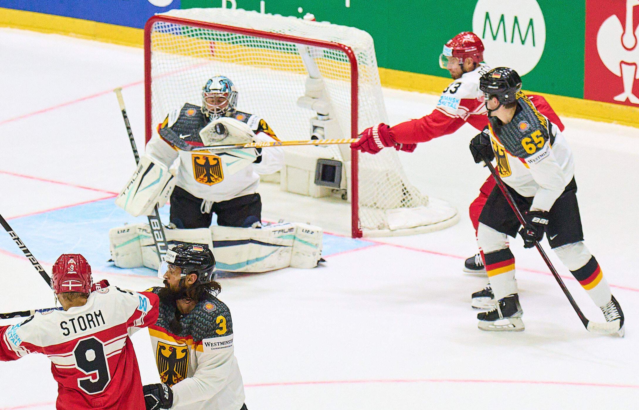 Eishockey-WM: Marc Michaelis trifft zum 1:0 gegen Dänemark