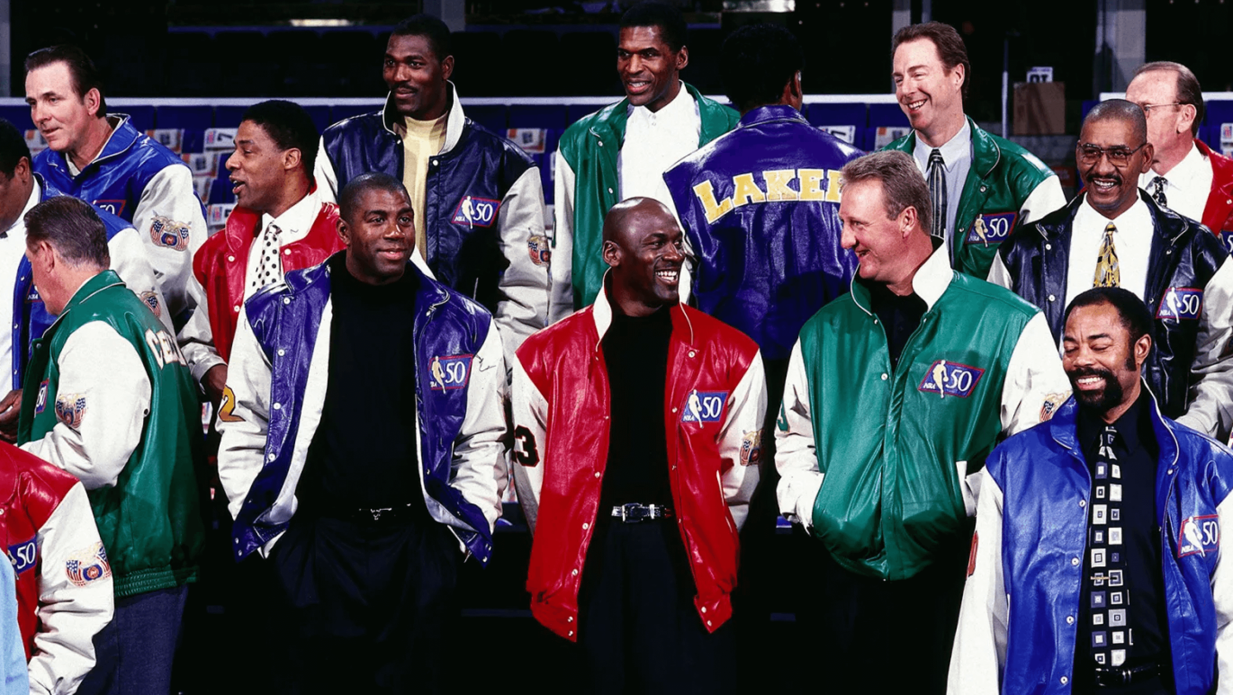 NBA-Stars mit Michael Jordan, Magic Johnson und Larry Bird