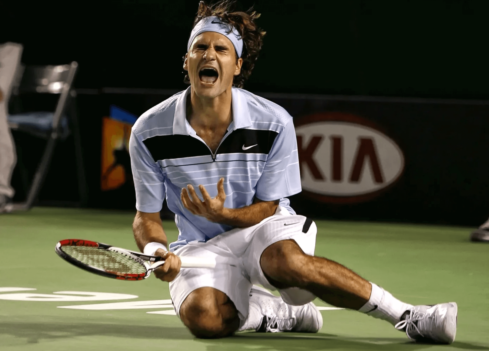 Roger Federer feiert Sieg gegen Fernando Gonzalez im Finale der Australian Open 2007