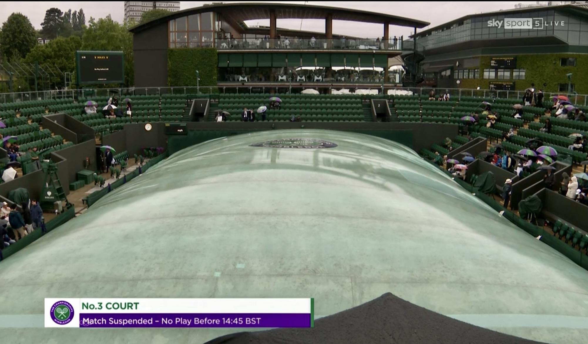 Regenpause in Wimbledon