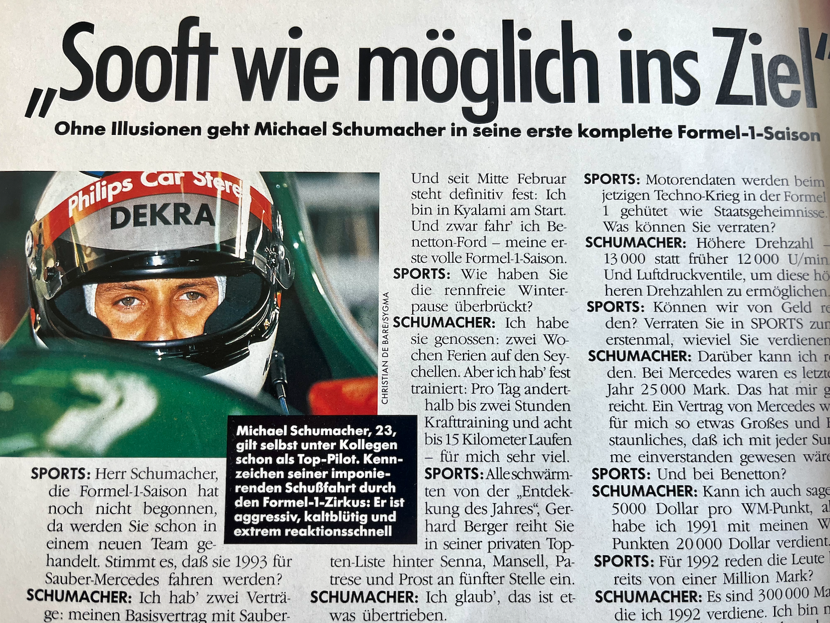 Michael Schumacher im "Sports"-Interview