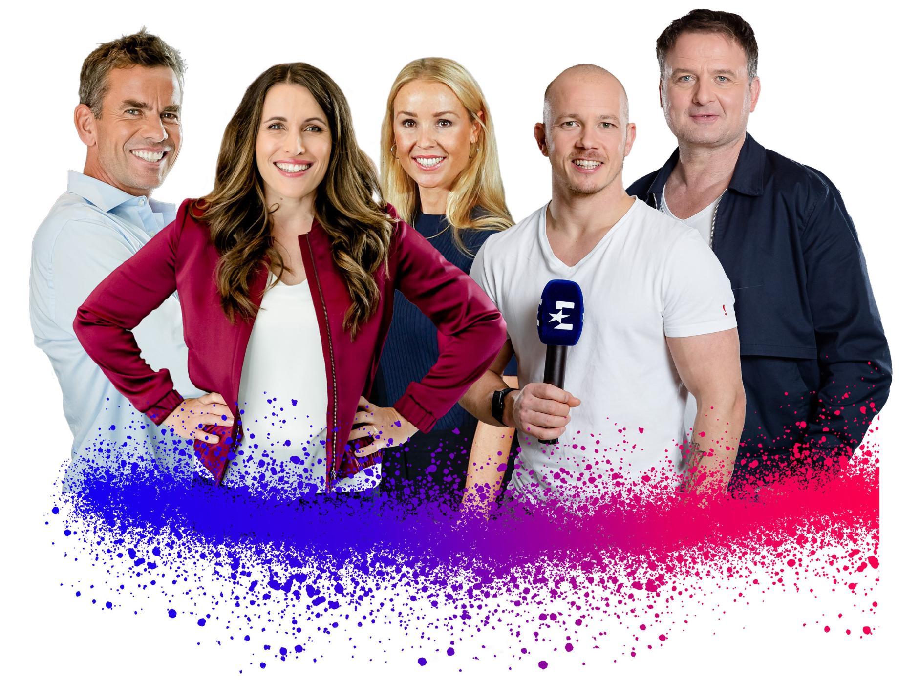 Eine Fotomontage zeigt das Olympia-Team von Eurosport, bestehend aus Wolfgang Nadvornik, Birgit Nössing, Antonia Wisgickl, Fabian Hambüchen und Thomas Wagner.