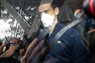 Novak Djokovic mit FFP2-Maske