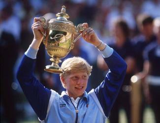 Boris Becker beim Wimbledon-Sieg 1985