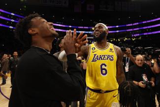 Bronny James, Sohn von Lakers-Superstar LeBron James, führt die Auswahl für den Nike Hoop Summit 2023 an.
